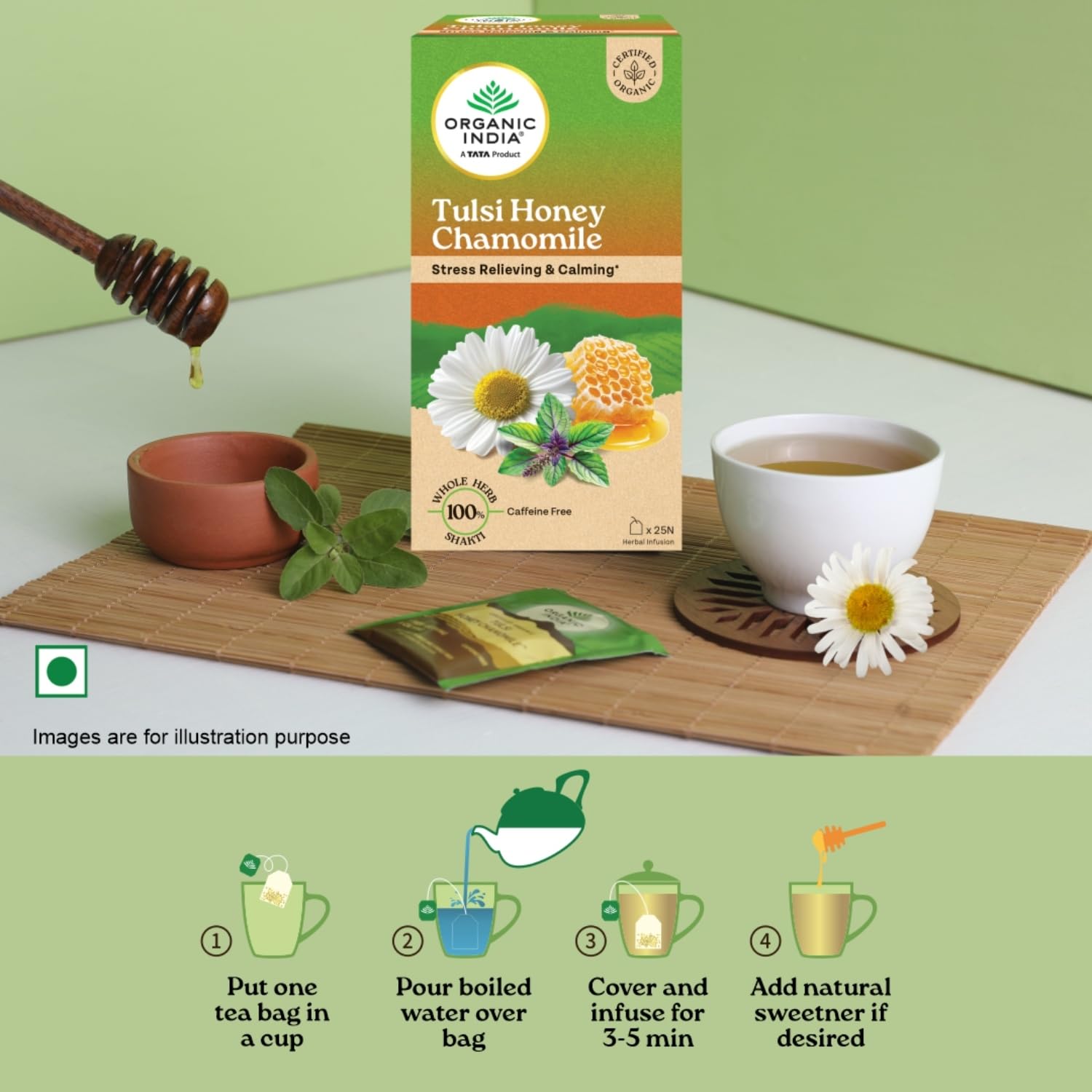 Organic India Tulsi Honey Chamomile Infusion Tea Bags, 25 Count – view 5