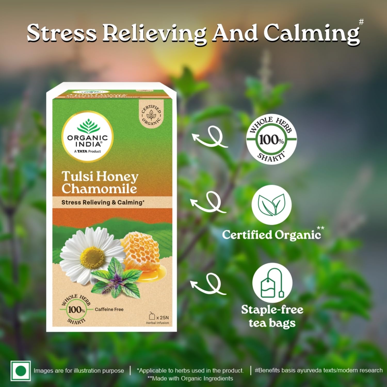 Organic India Tulsi Honey Chamomile Infusion Tea Bags, 25 Count – view 3