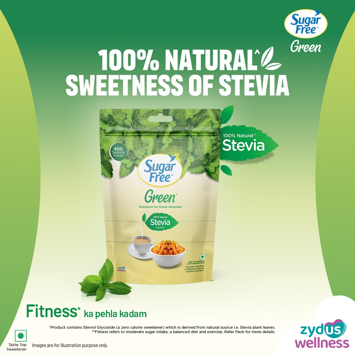 Sugar Free Green Stevia Powder Natural Sweetener Pouch 400 g – view 4