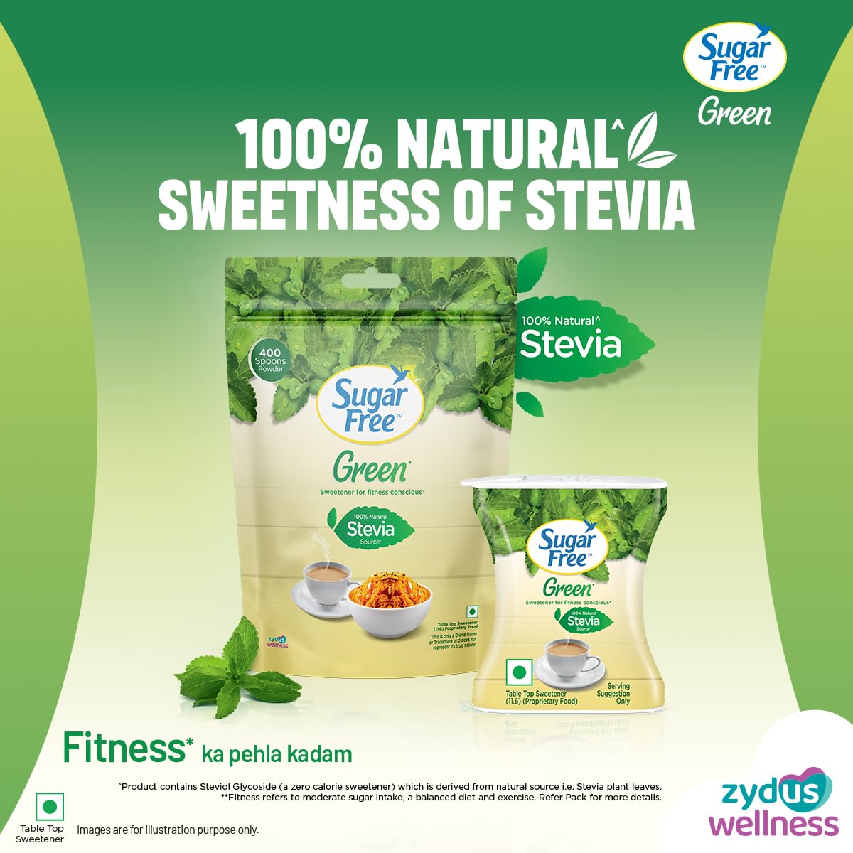 Sugar Free Green Stevia Powder Natural Sweetener Pouch 400 g – view 3