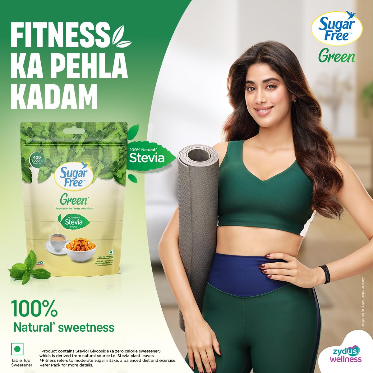 Sugar Free Green Stevia Powder Natural Sweetener Pouch 400 g – view 2