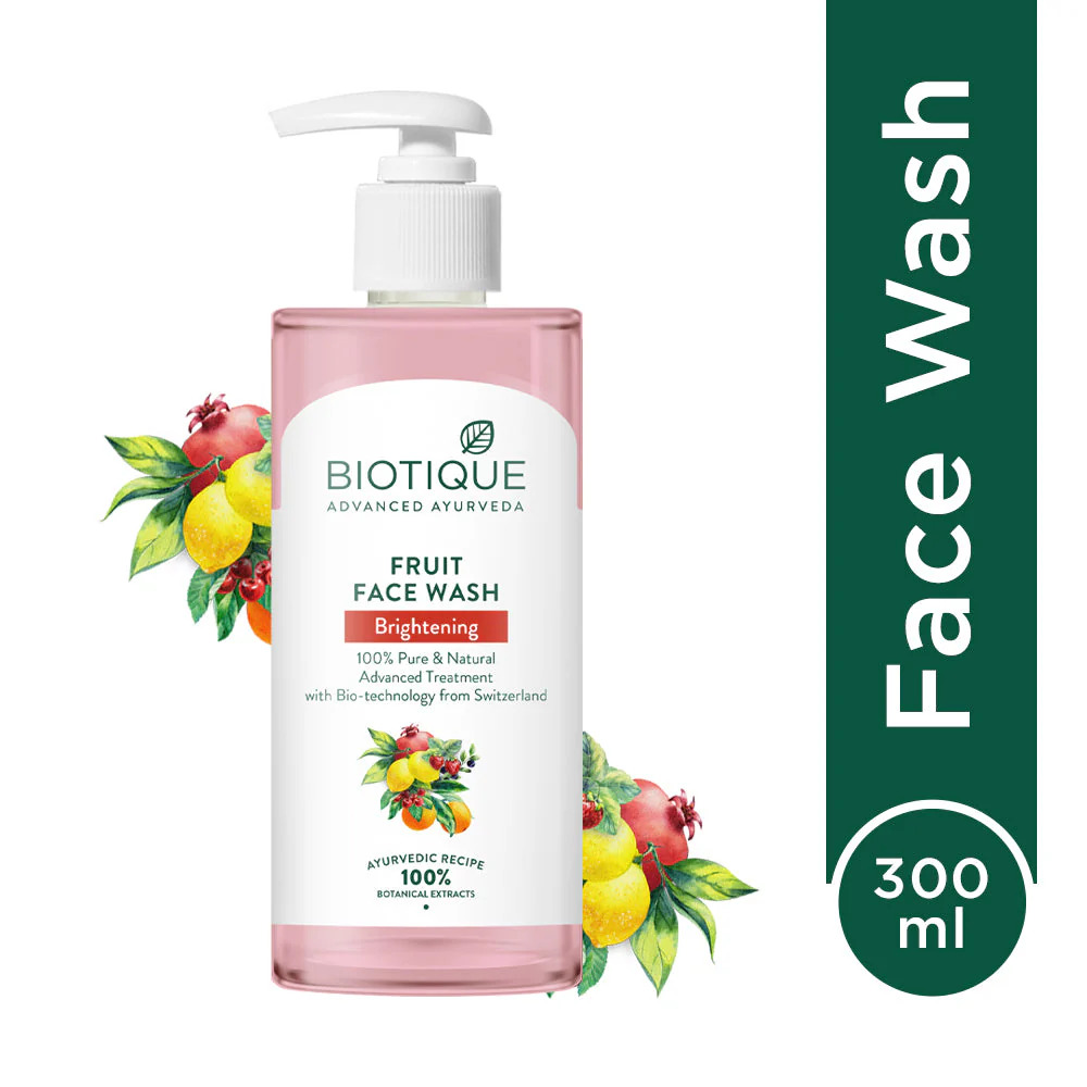Biotique Advanced Organics Bio Fruit Whitening & Brightening Face Wash (300 ml) | 100% Soap-Free Cleanser for All Skin Types