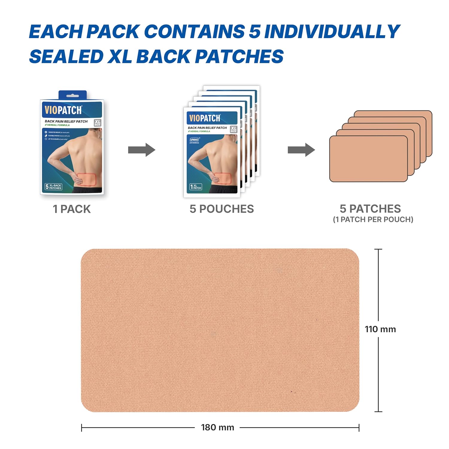 Viopatch Back Pain Relief Patch XL, Pack of 5 Extra Large Patches – view 7
