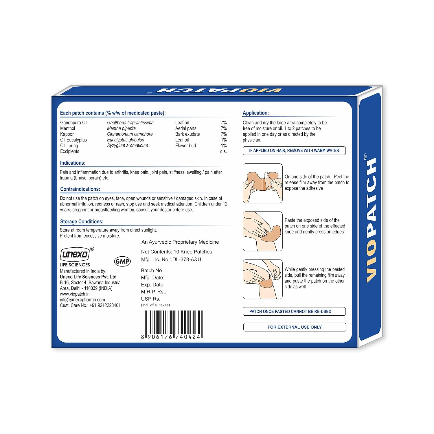 Viopatch Knee Pain Relief Patch, Pack of 10 – view 9