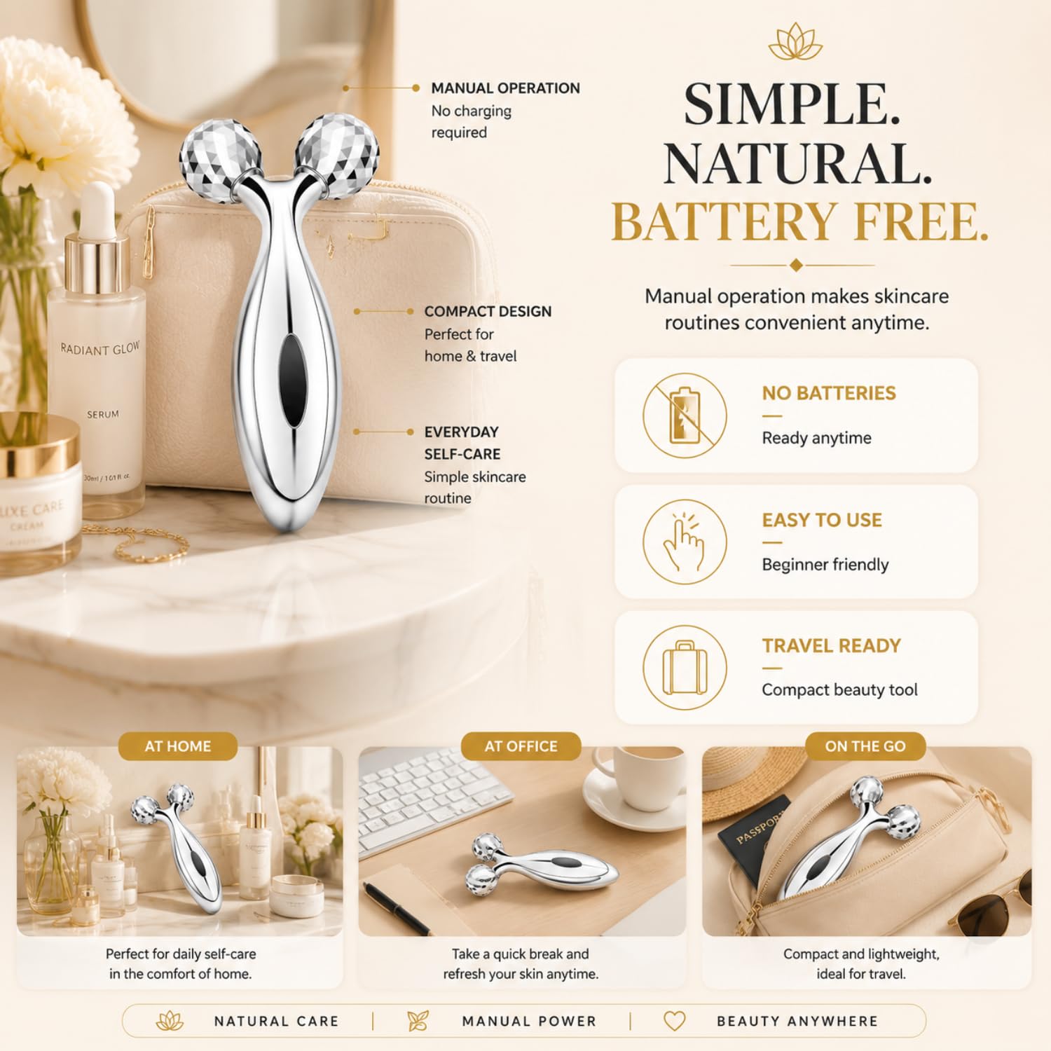 Mirie Manual 3D Massager Roller for Face & Body – view 7