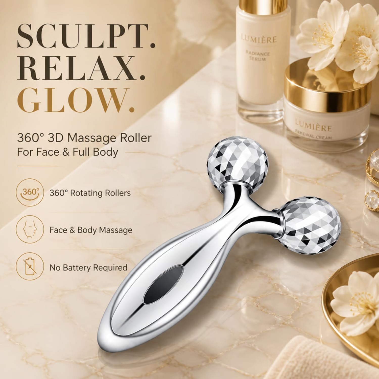 Mirie Manual 3D Massager Roller for Face & Body – view 2