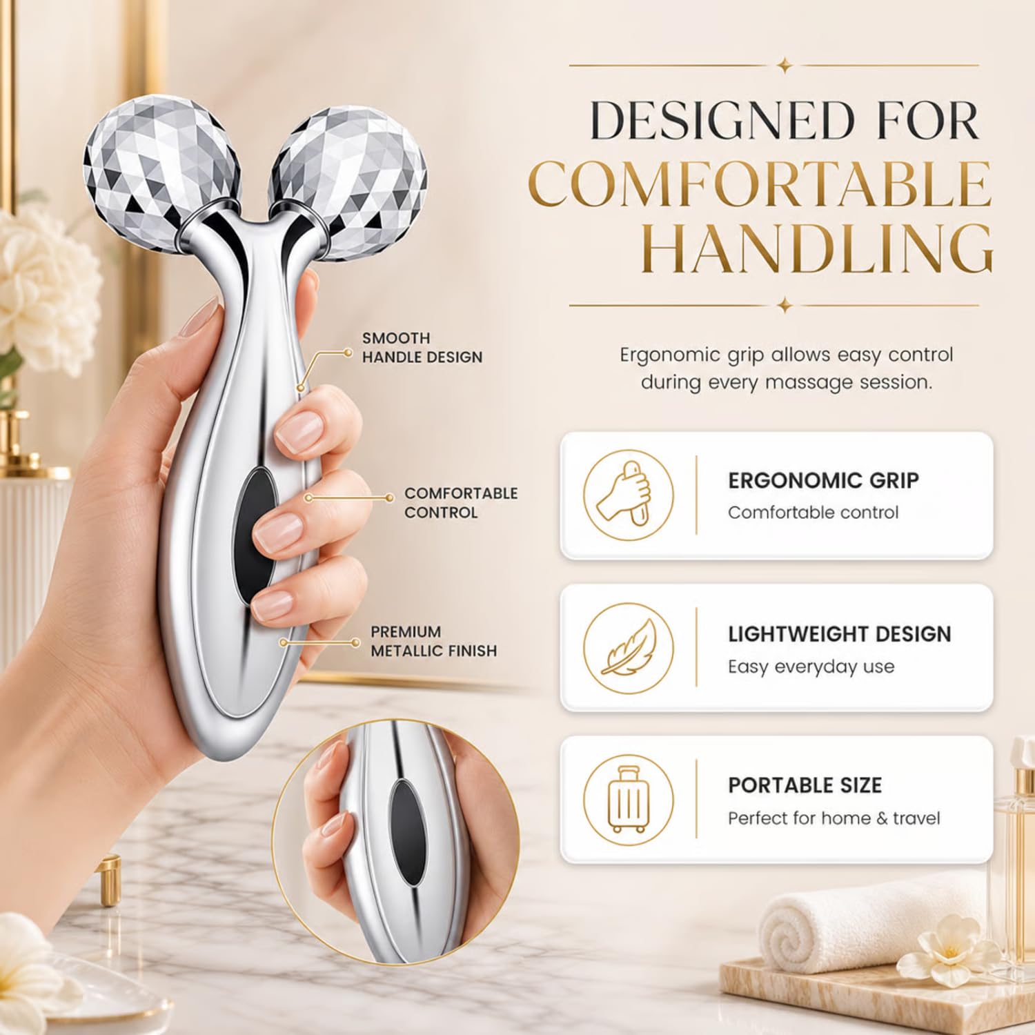 Mirie Manual 3D Massager Roller for Face & Body – view 6