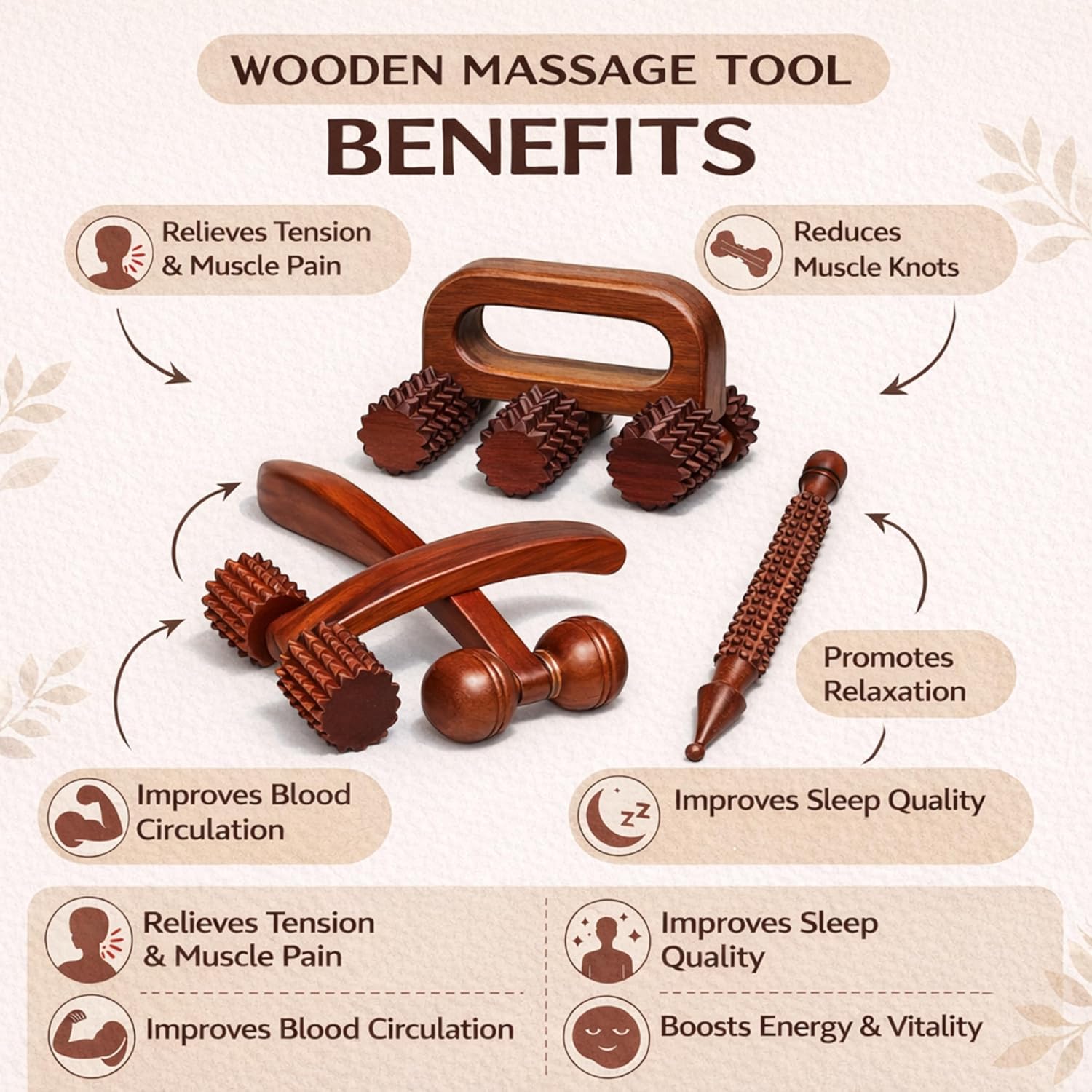 Anaya Handicrafts Wooden Body Massager Combo Set, Pack of 4 – view 2