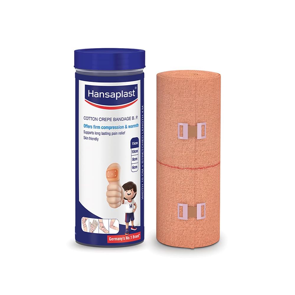 Hansaplast Soft Cotton Crepe Bandage For Pain Relief | 15CM X 4MTR, Skin-Friendly | Crepe Bandage For Hands, Legs And Ankle Support | Provides Warmth And Firm Support To The Affected Area