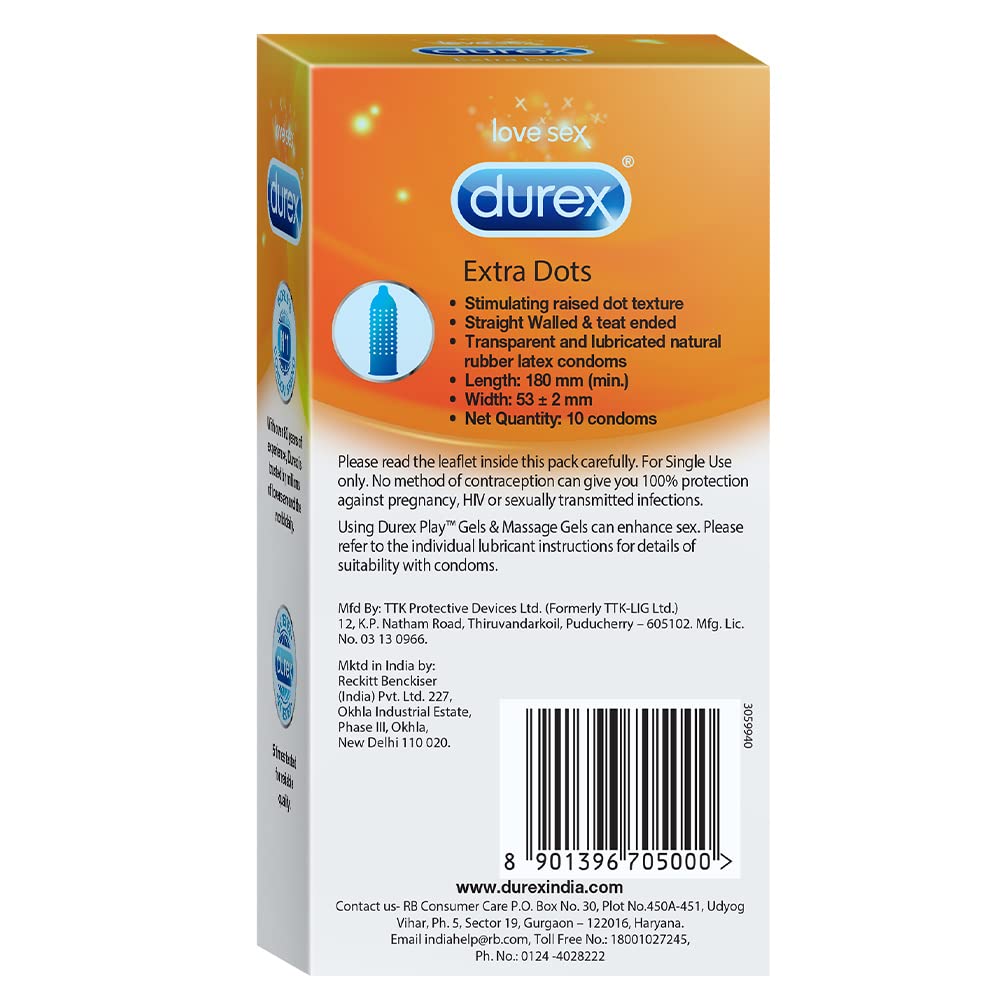 Durex Extra Dotted Lubricated Condoms, 10 Count – view 11