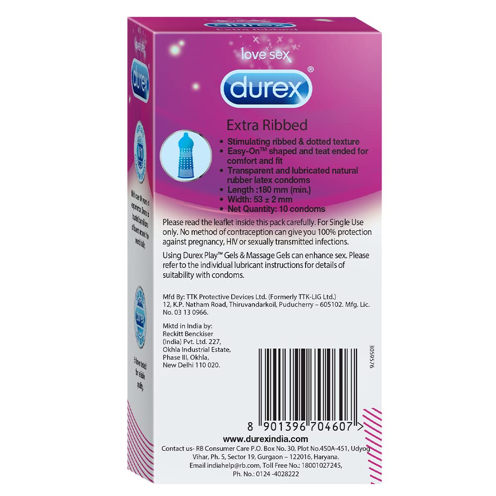 Durex Extra Ribbed Condoms, 10 Count – view 11