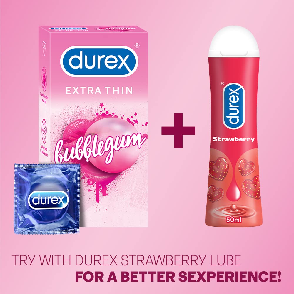 Durex Extra Thin Bubblegum Flavoured Condoms for Men, 10s – view 9
