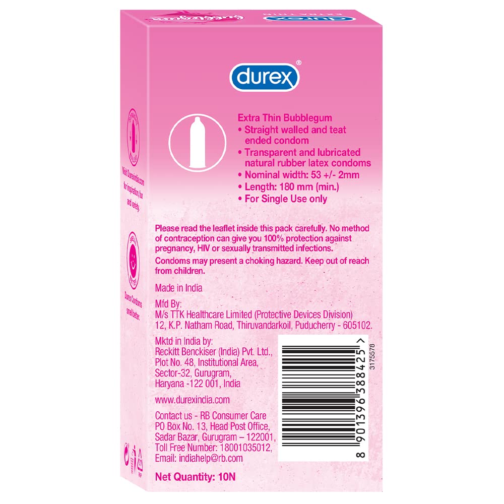 Durex Extra Thin Bubblegum Flavoured Condoms for Men, 10s – view 11