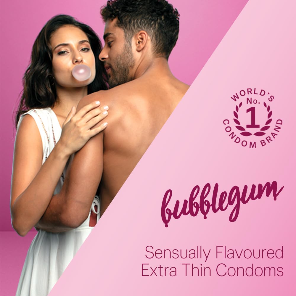 Durex Extra Thin Bubblegum Flavoured Condoms for Men, 10s – view 2