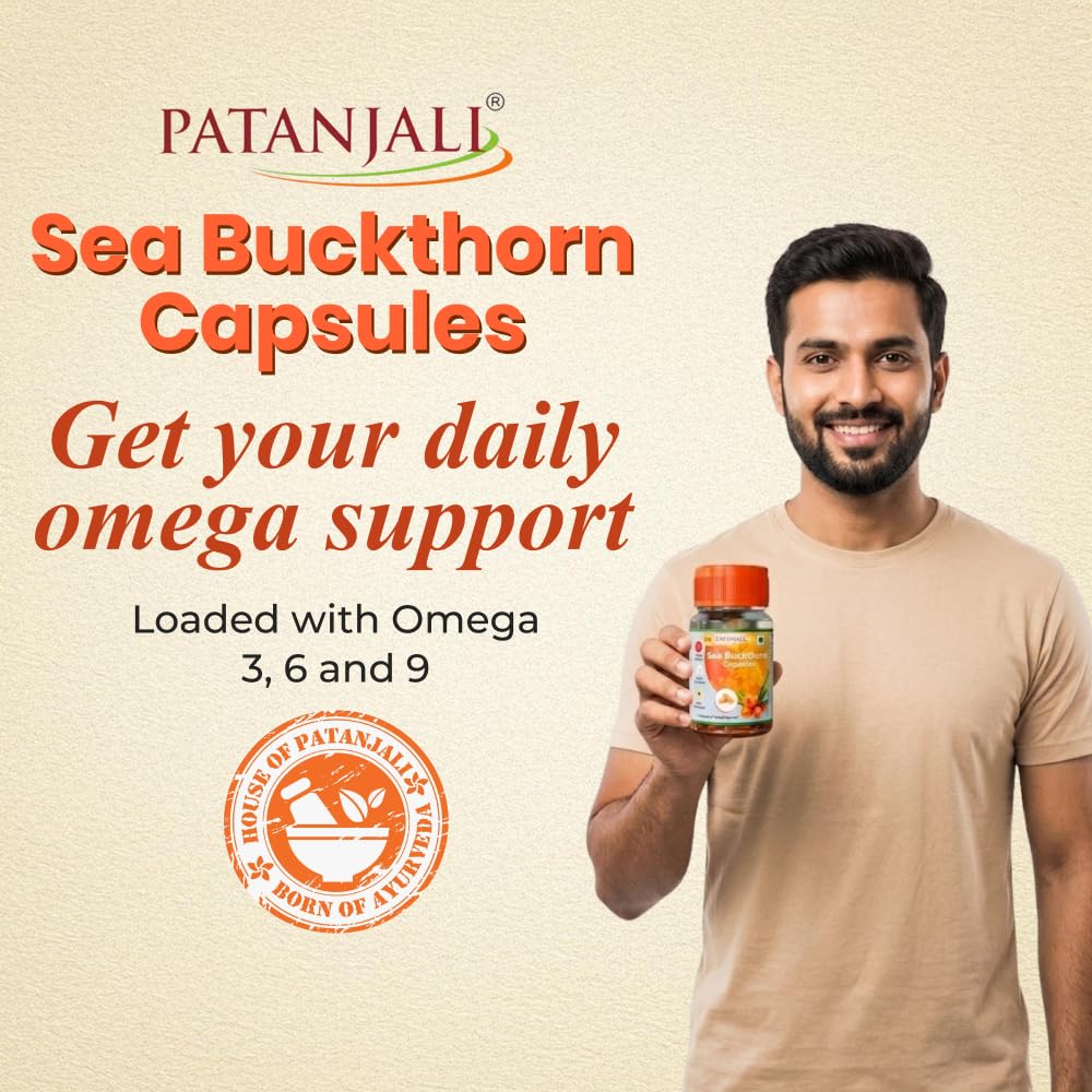 Patanjali Sea Buckthorn Fruit Berry Oil 500mg Capsules, 30 Count – view 2