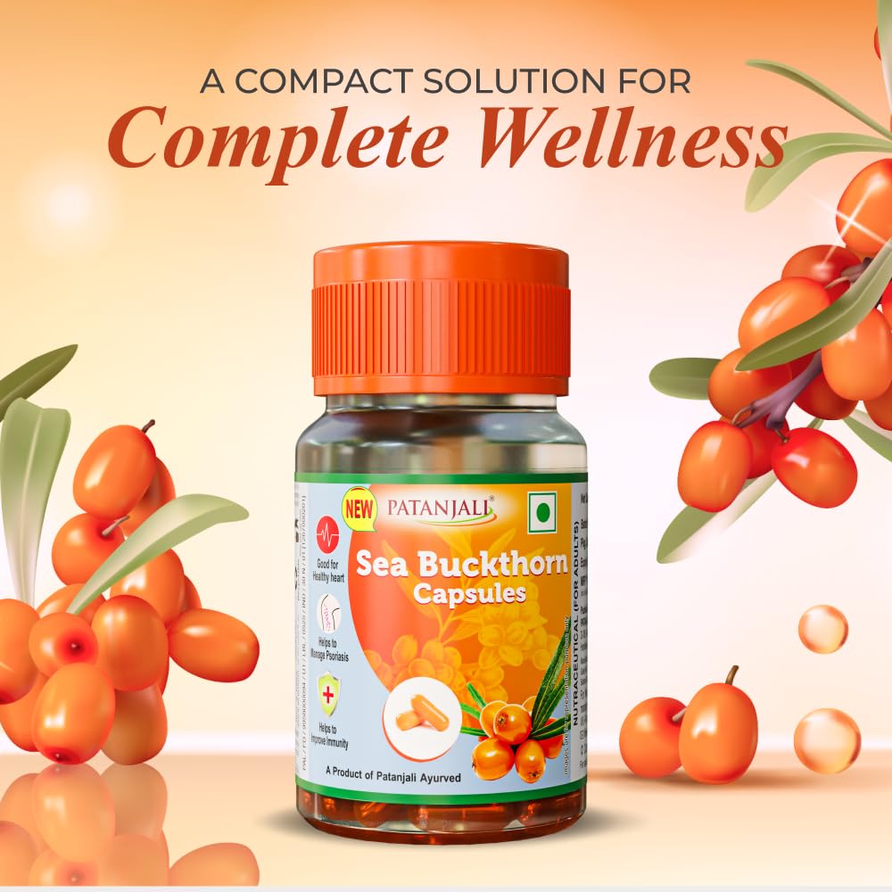Patanjali Sea Buckthorn Fruit Berry Oil 500mg Capsules, 30 Count – view 7