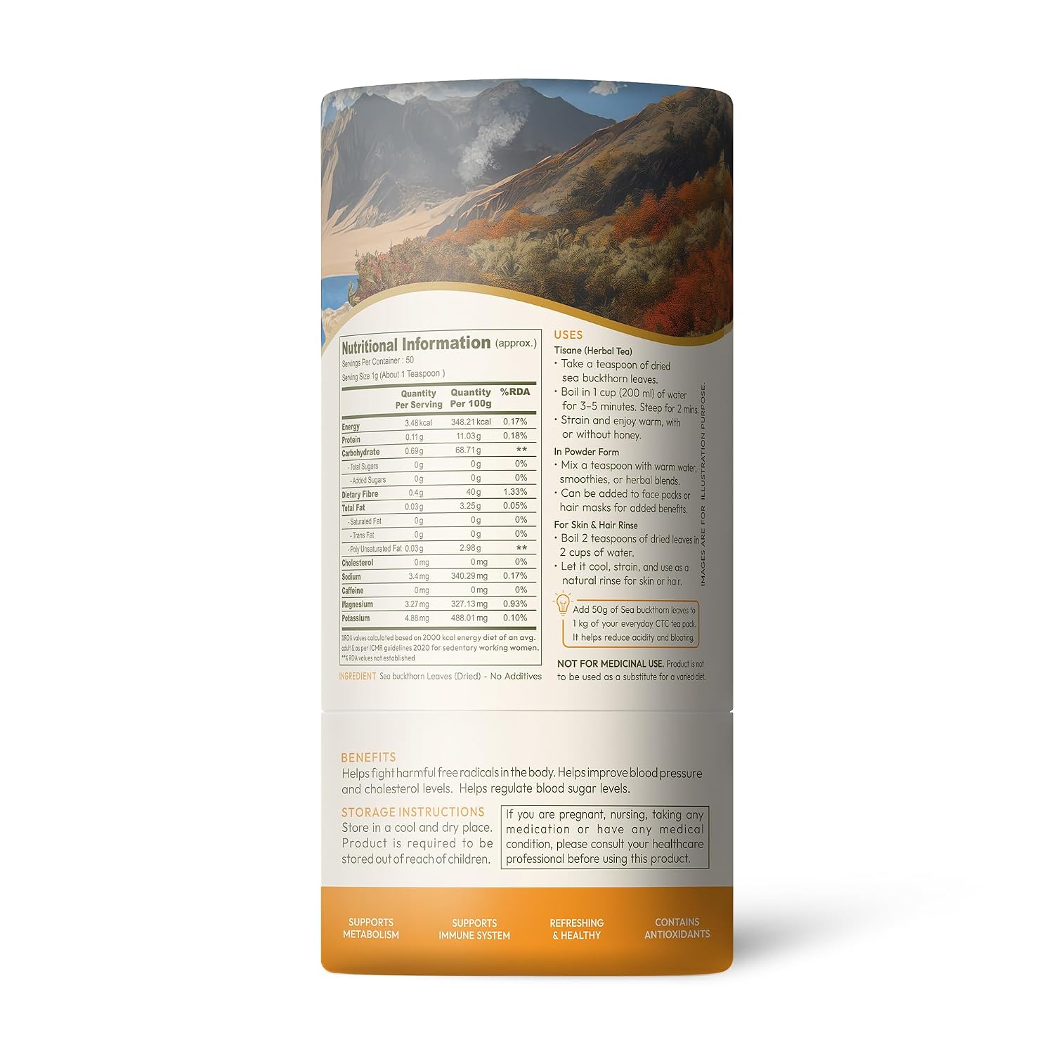 Wellwith Sea Buckthorn Raw Leaves Tea, 50g – view 7