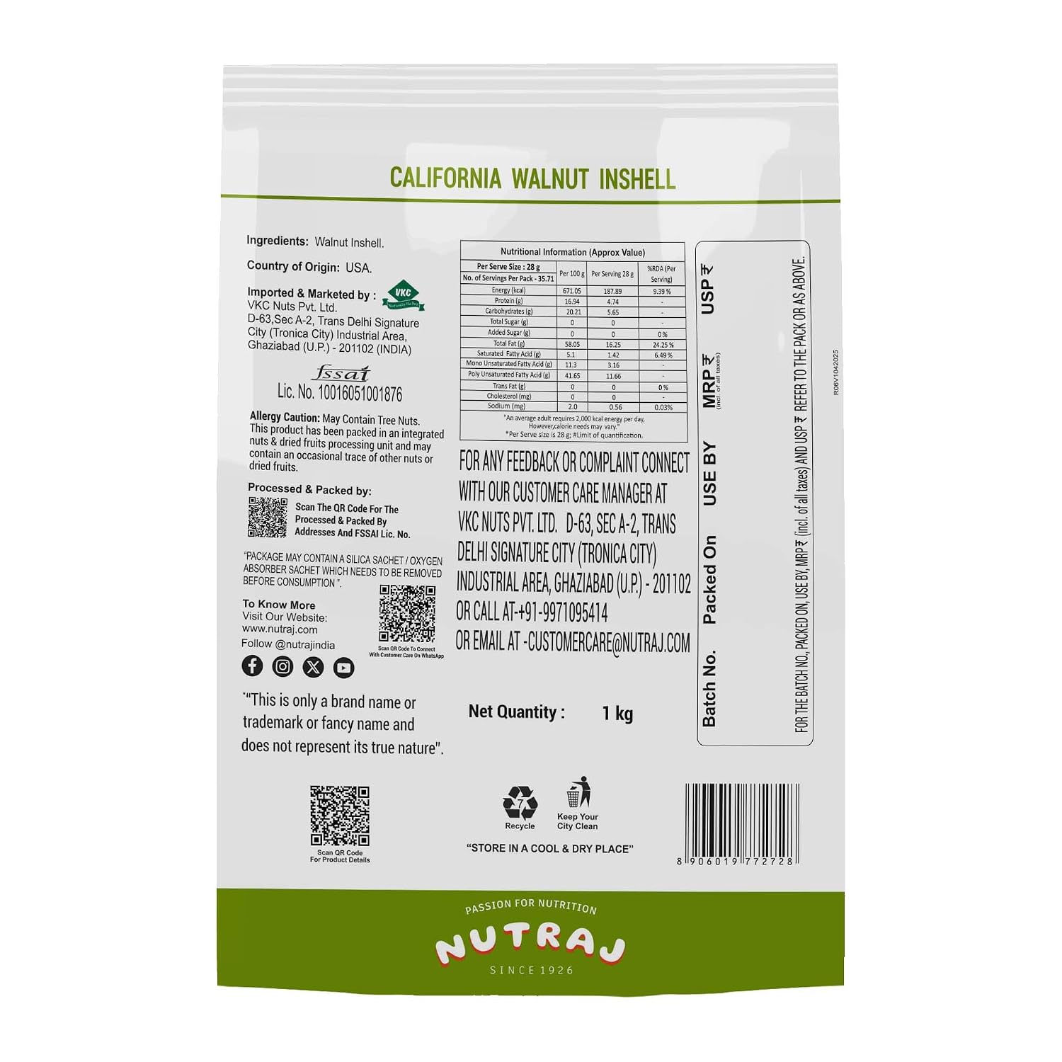 Nutraj California Inshell Walnuts 1000g – view 2