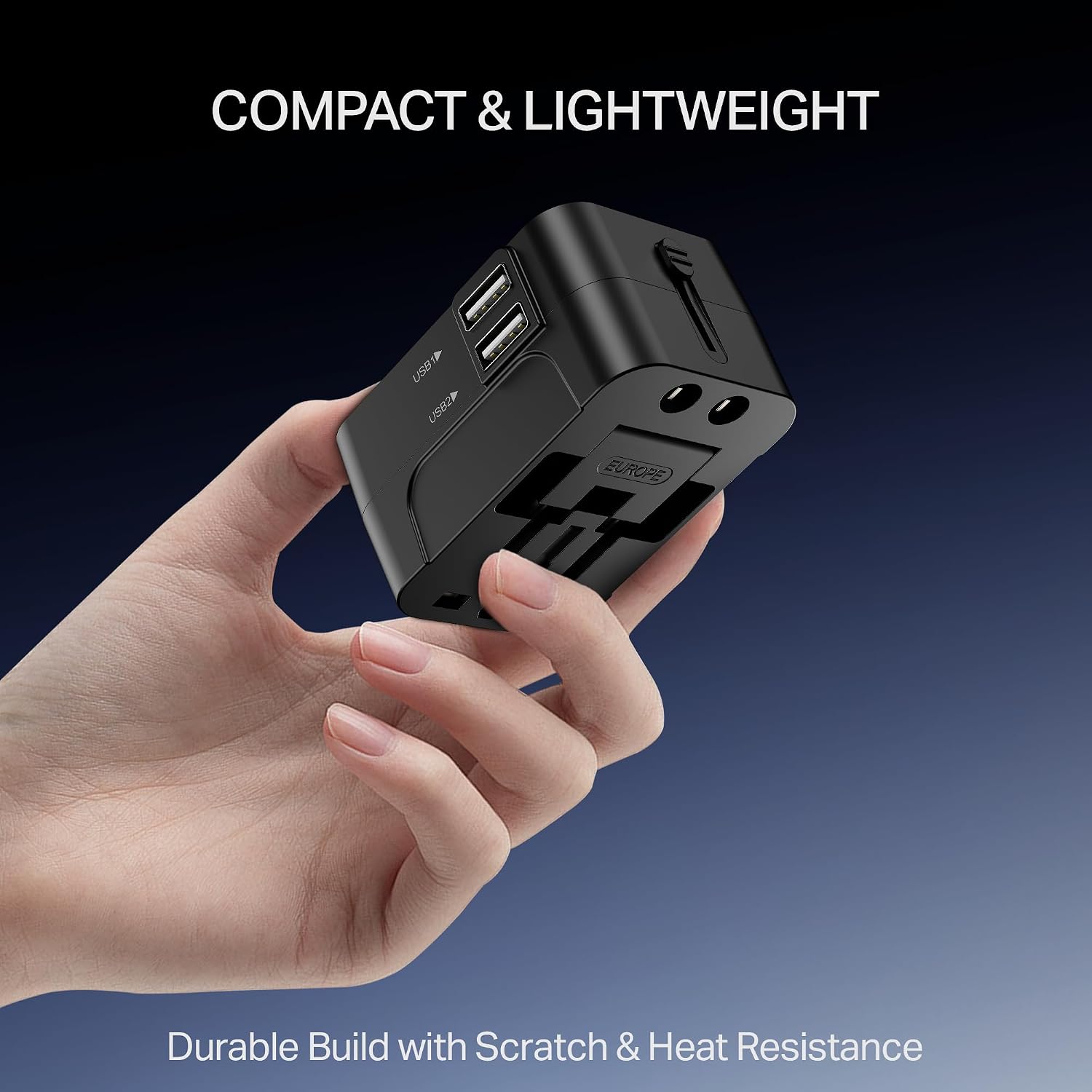 boAt Universal Travel Adapter C10 with US, UK, EU & AU Plug Types and 2 USB-A Ports – view 7