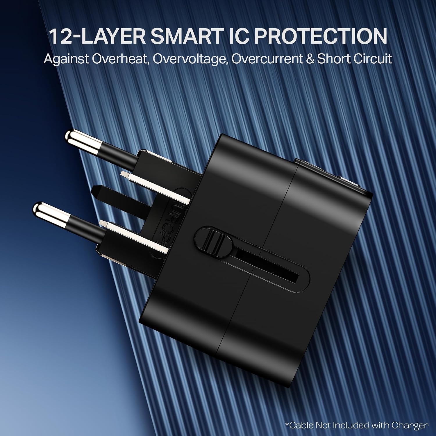 boAt Universal Travel Adapter C10 with US, UK, EU & AU Plug Types and 2 USB-A Ports – view 6