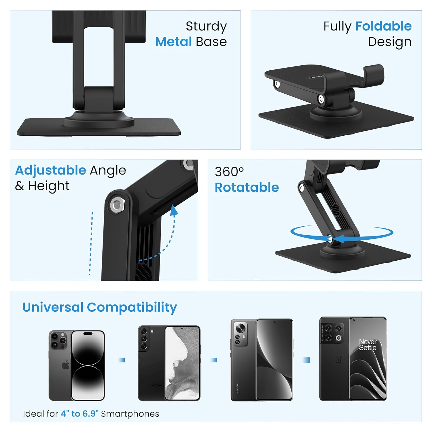 Ambrane Twistand 360 Foldable Mobile Stand, Black – view 2