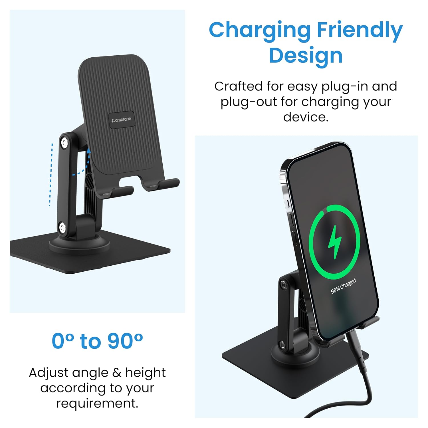 Ambrane Twistand 360 Foldable Mobile Stand, Black – view 6