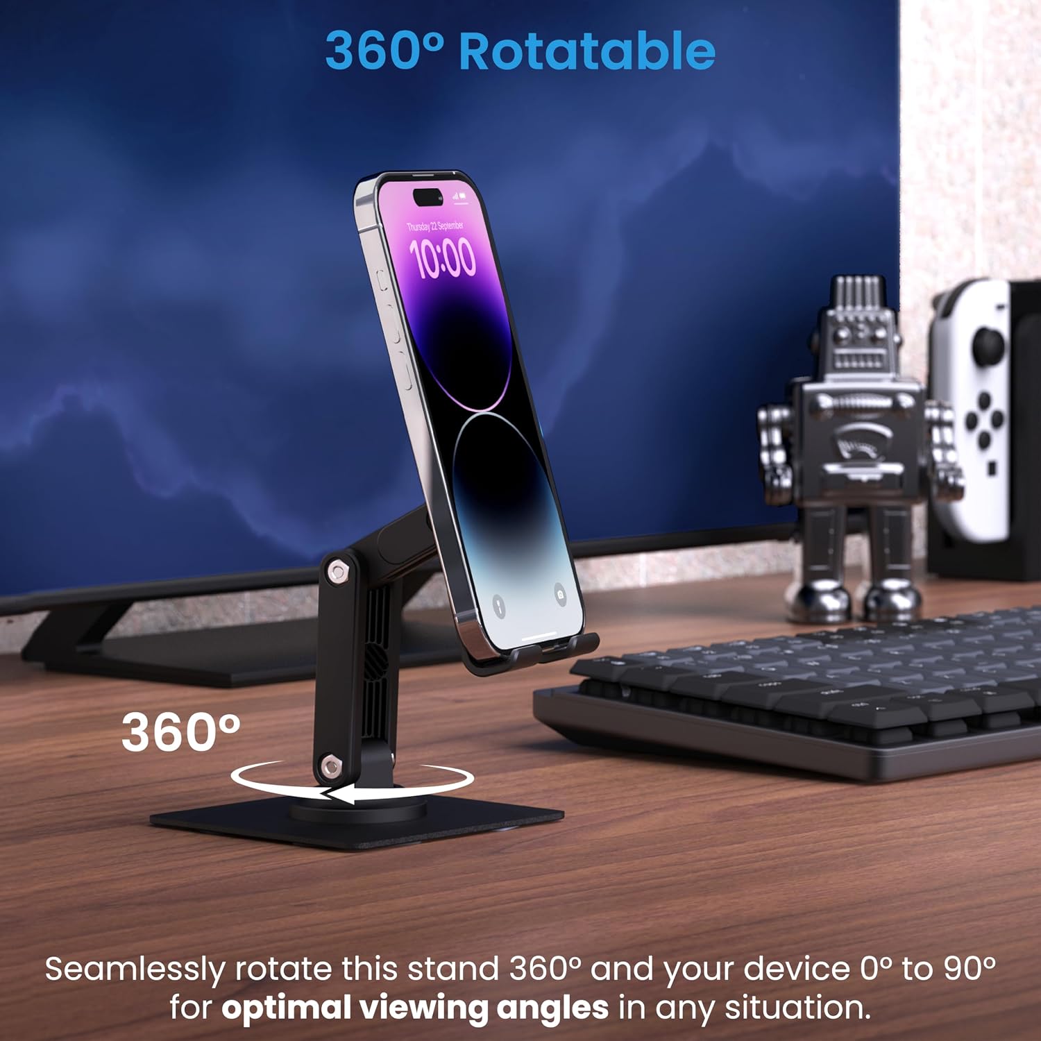 Ambrane Twistand 360 Foldable Mobile Stand, Black – view 3