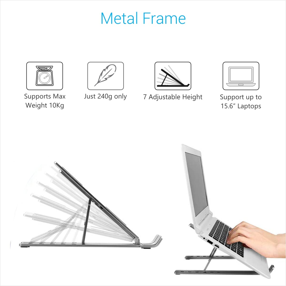 Portronics My Buddy K Portable Laptop Stand, Adjustable Height, Foldable, Grey – view 4