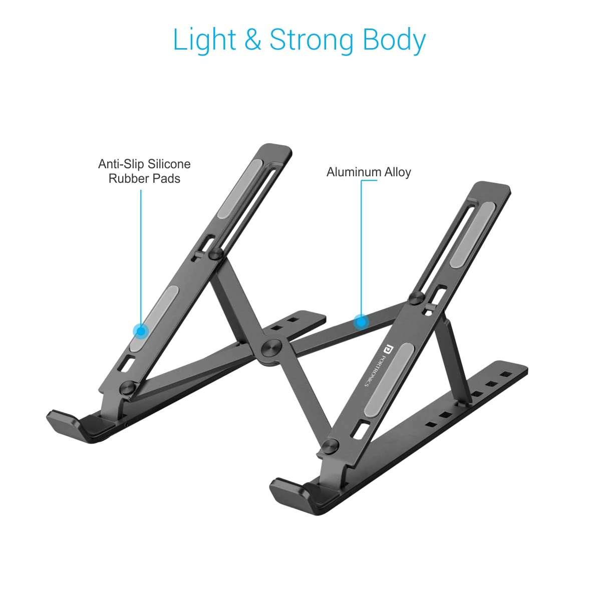 Portronics My Buddy K Portable Laptop Stand, Adjustable Height, Foldable, Grey – view 3
