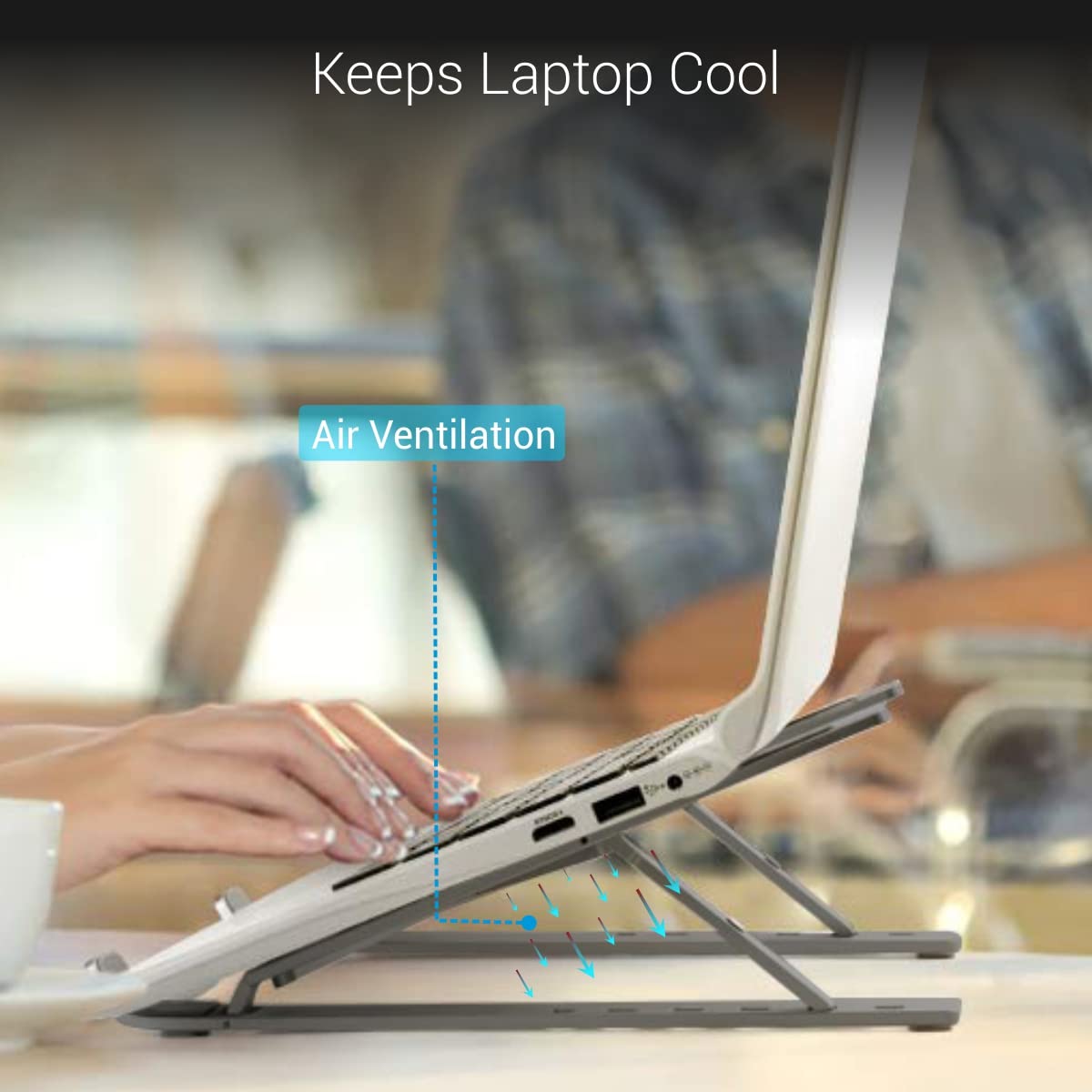 Portronics My Buddy K Portable Laptop Stand, Adjustable Height, Foldable, Grey – view 6