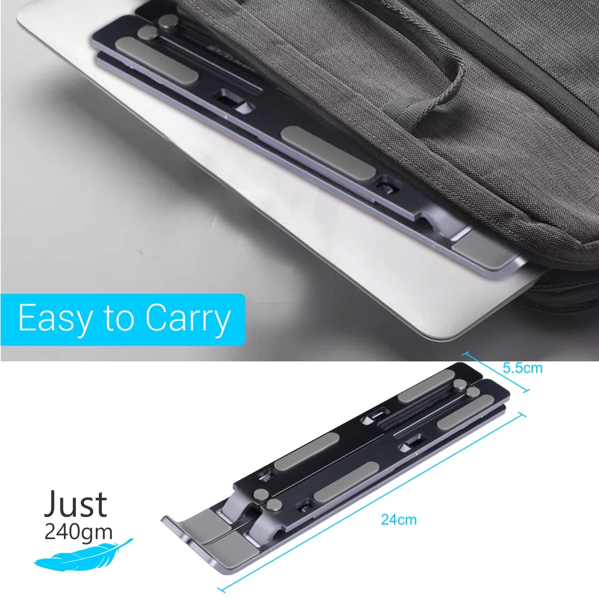 Portronics My Buddy K Portable Laptop Stand, Adjustable Height, Foldable, Grey – view 5