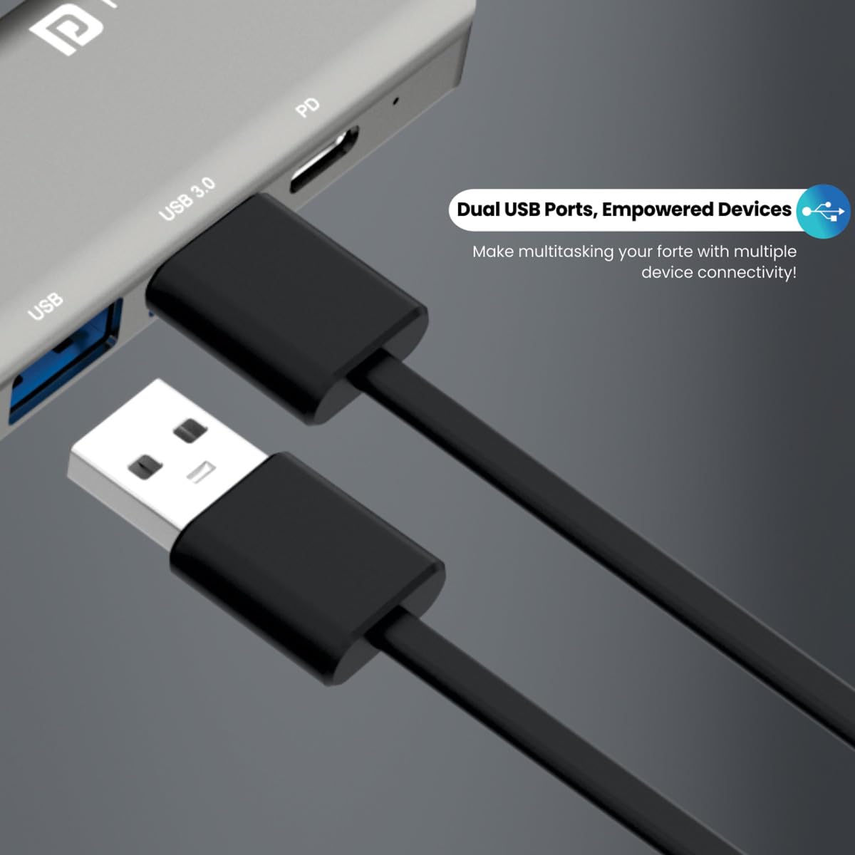 Portronics Mport 52 7-in-1 USB-C Hub Dock with 4K HDMI, 60W PD, SD/microSD, Grey – view 5