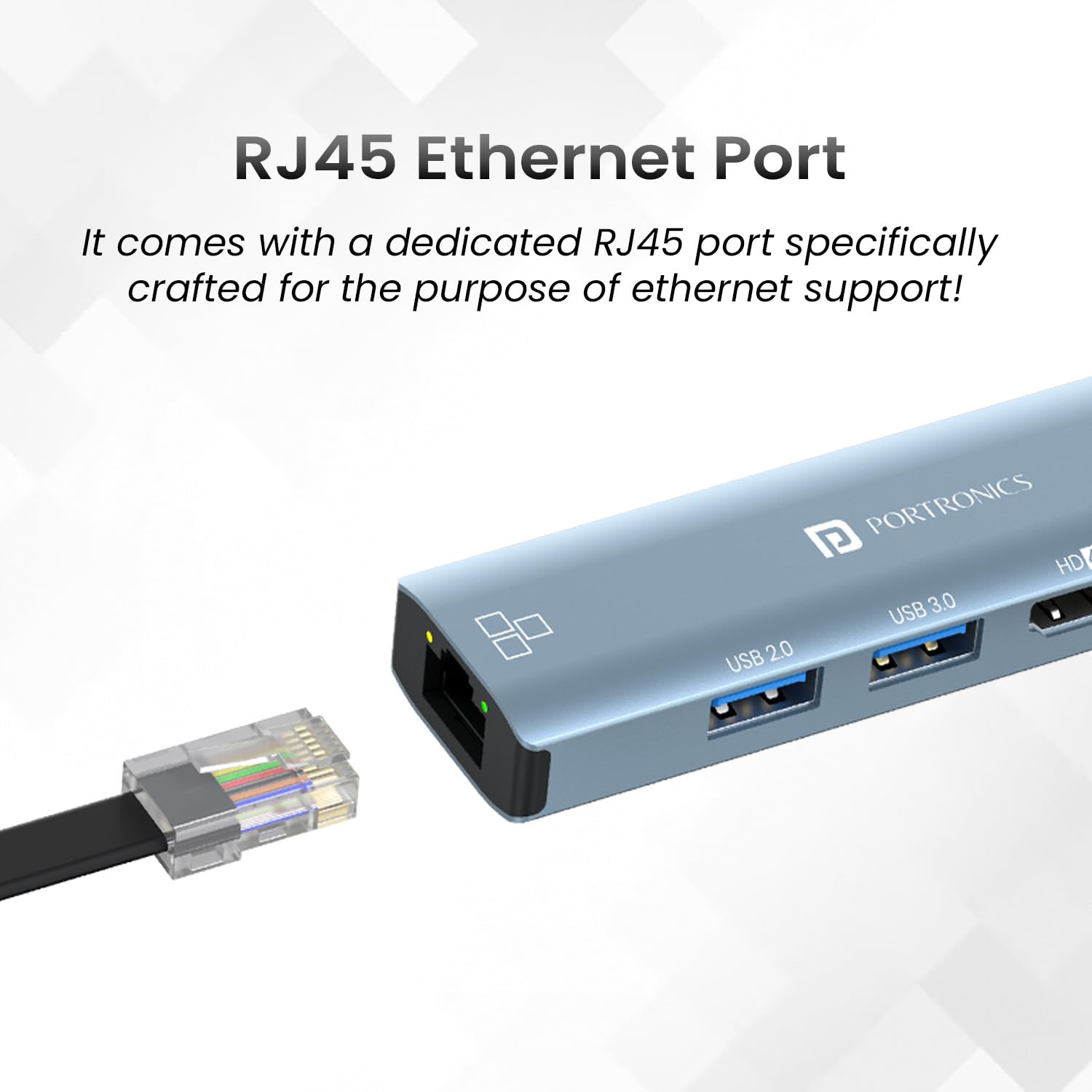 Portronics Mport 51 5-in-1 USB-C Hub Docking Station with RJ45 Ethernet, HDMI, USB 3.0, PD Quick Charge, 4K, Grey – view 4