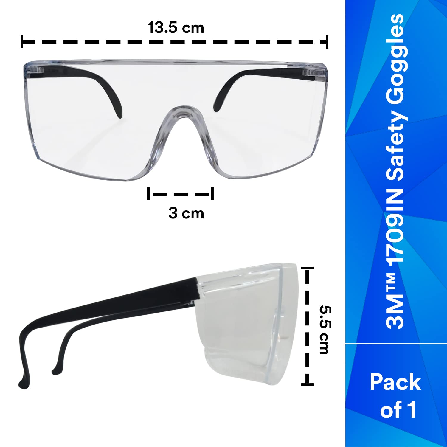 3M 1709IN Clear Polycarbonate Safety Goggles – view 2
