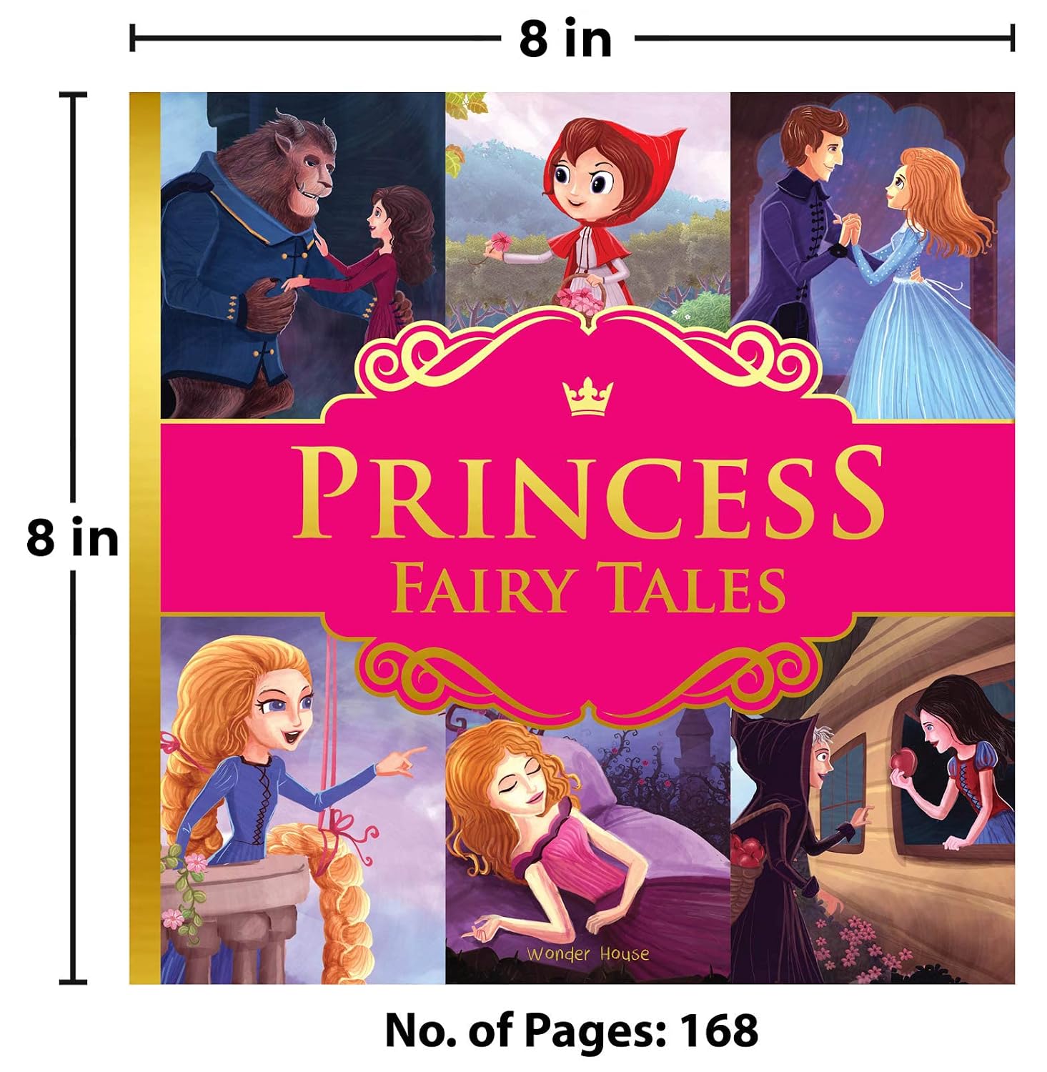 Princess Fairy Tales: Ten Traditional Fairy Tales For Children (Abridged and Retold With Large Font For Easy Reading) 8 Inches X 8 Inches - Hardback – view 3
