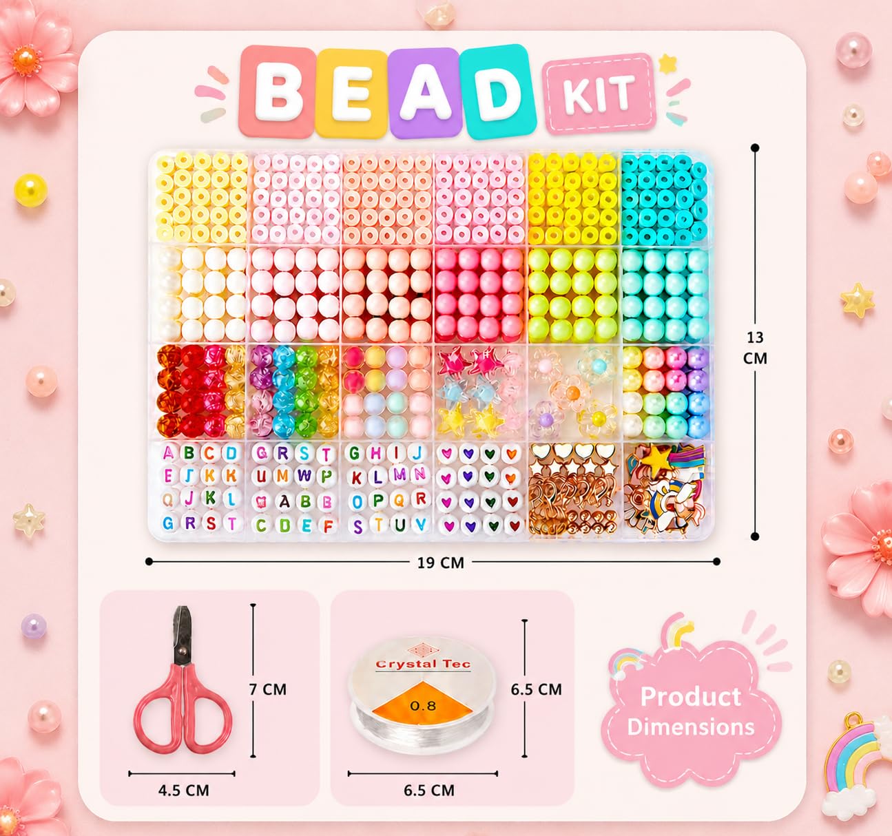 curve creation Bracelet Making Kit for Girls with Clay Beads, Letter Beads, Unicorn & Rainbow Charms – view 2