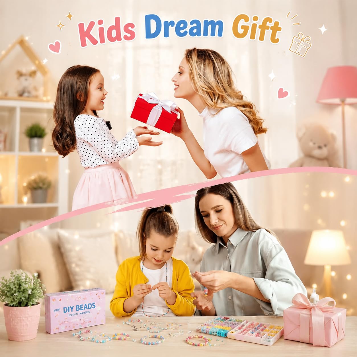 curve creation Bracelet Making Kit for Girls with Clay Beads, Letter Beads, Unicorn & Rainbow Charms – view 9