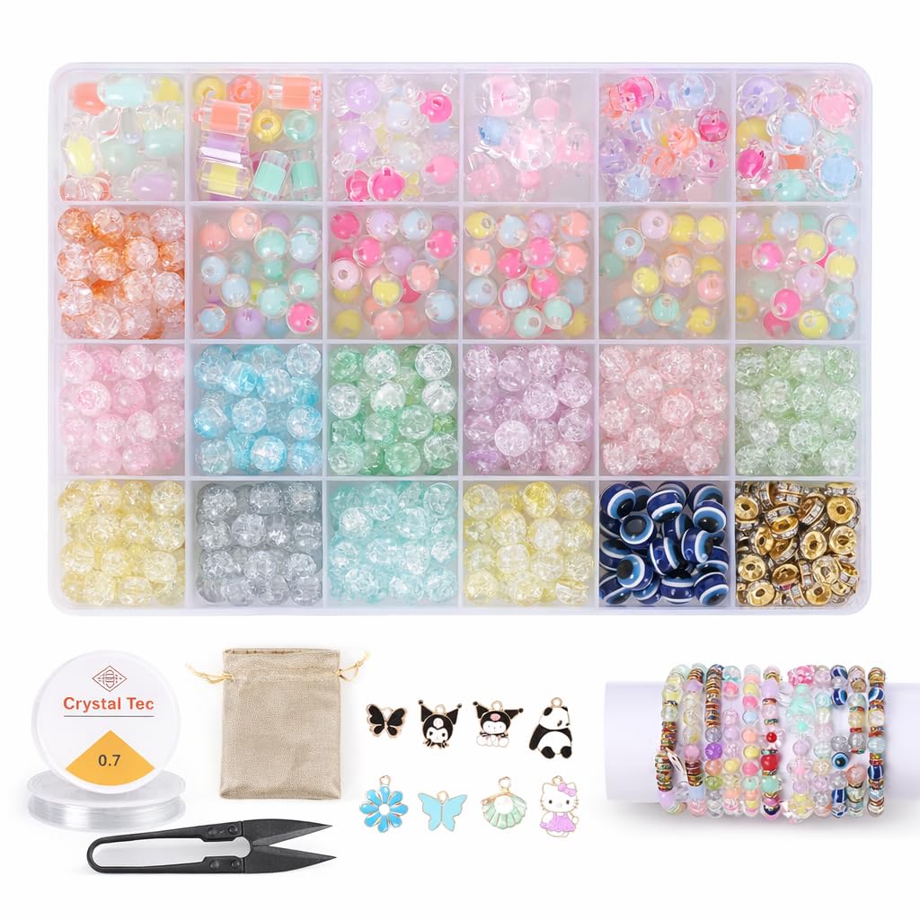 Ambitieux DIY Bracelet Making Kit - 575+ Beads Jewelry Set, Crackle – view 7