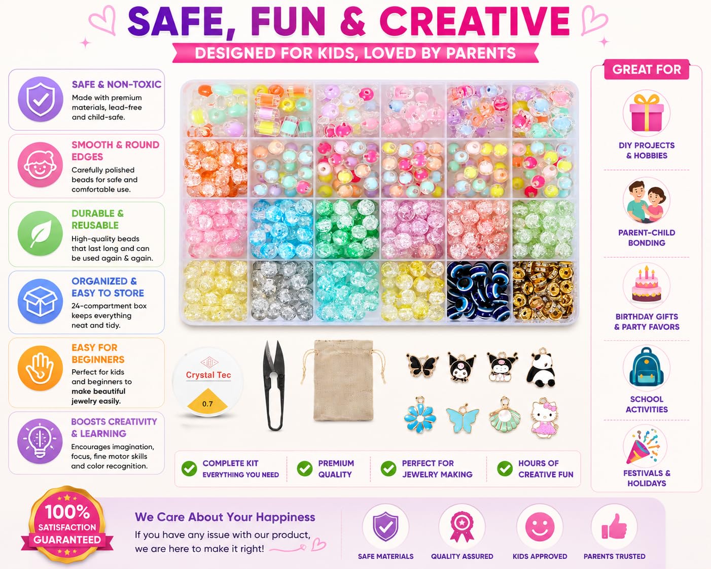 Ambitieux DIY Bracelet Making Kit - 575+ Beads Jewelry Set, Crackle – view 8