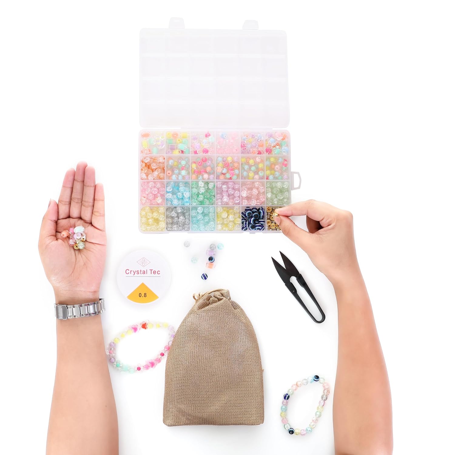 Ambitieux DIY Bracelet Making Kit - 575+ Beads Jewelry Set, Crackle – view 6