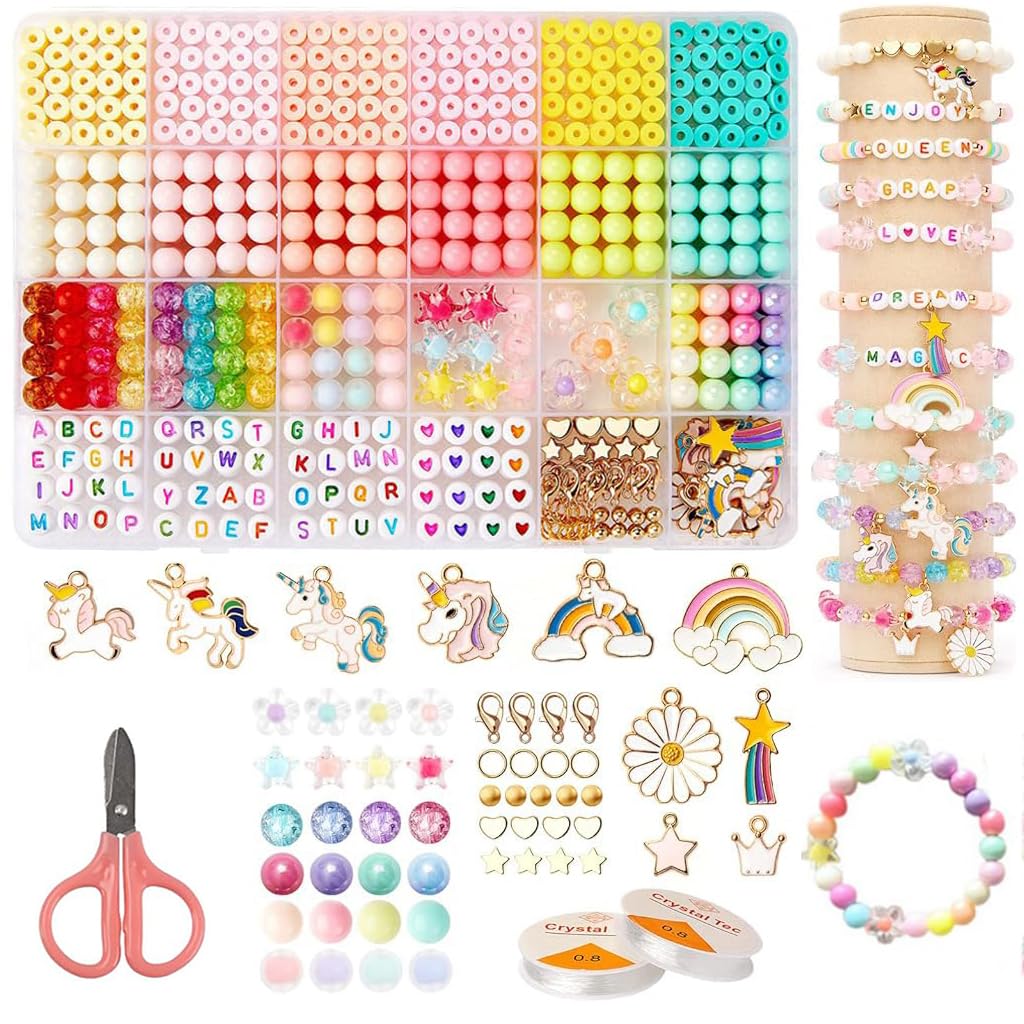 Niwlix Bracelet Making Kit, Jewellery Making Kit for Kids DIY Bead Set Making, Toys for Girls Age 6-12 Years Old Diwali Gifts for Girls
