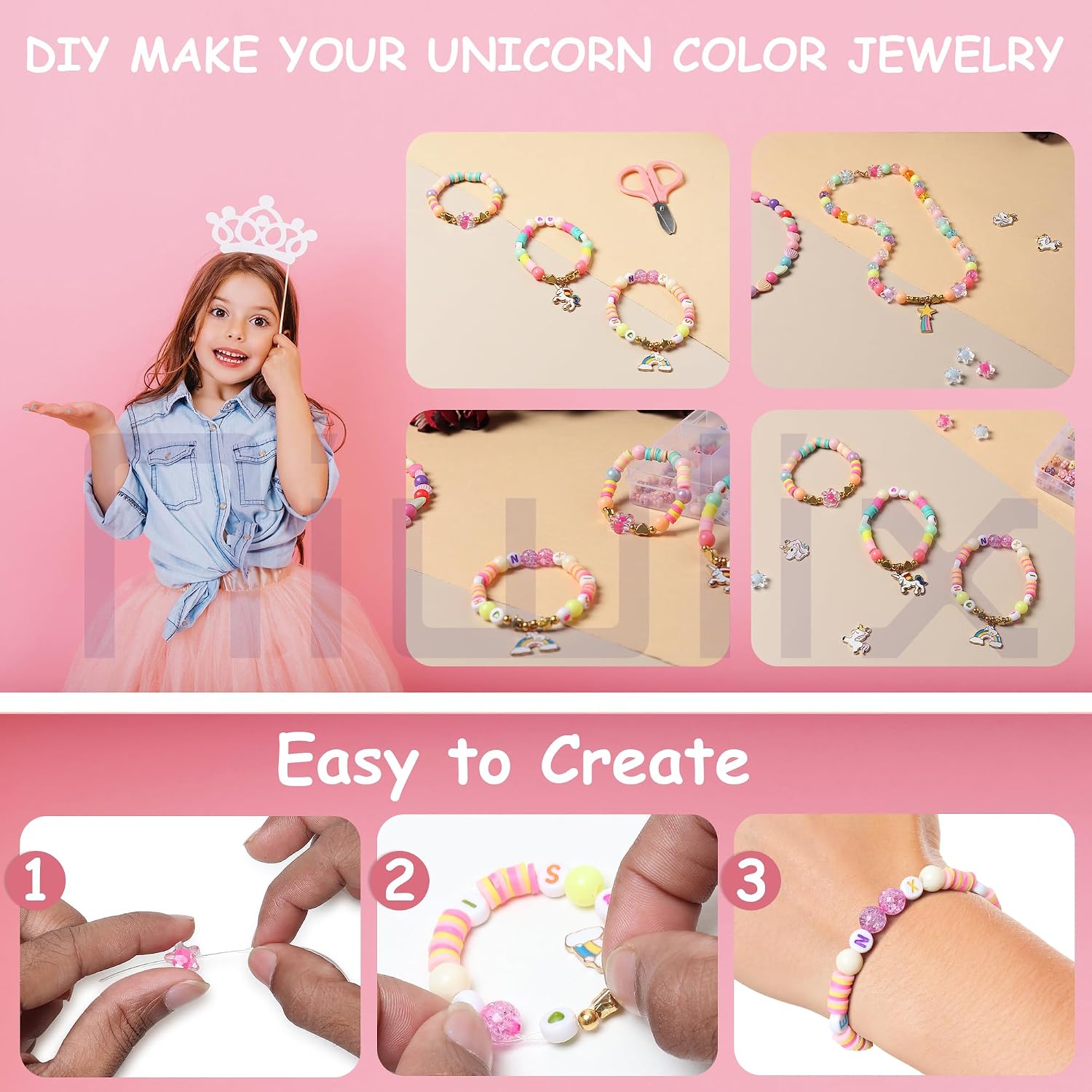 Niwlix Bracelet Making Kit, Jewellery Making Kit for Kids DIY Bead Set Making, Toys for Girls Age 6-12 Years Old Diwali Gifts for Girls – view 5