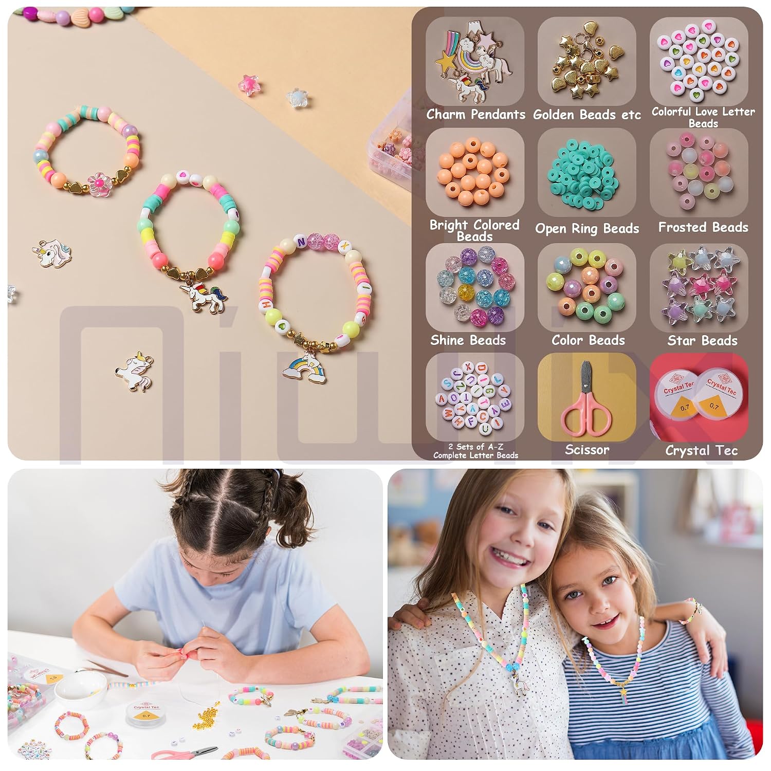 Niwlix Bracelet Making Kit, Jewellery Making Kit for Kids DIY Bead Set Making, Toys for Girls Age 6-12 Years Old Diwali Gifts for Girls – view 4