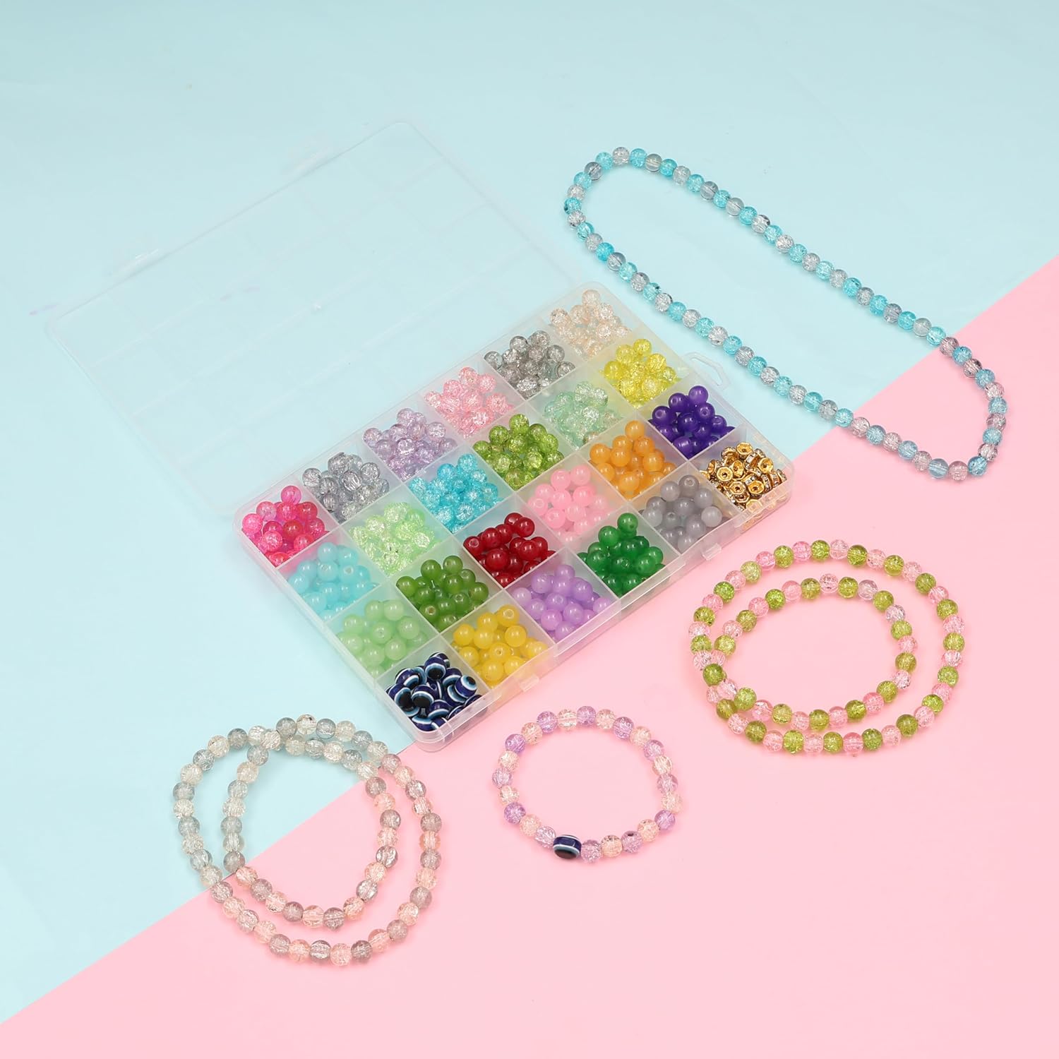 Ambitieux Kids DIY Bracelet Making Kit with Colorful Beads, Charms & Accessories – view 9