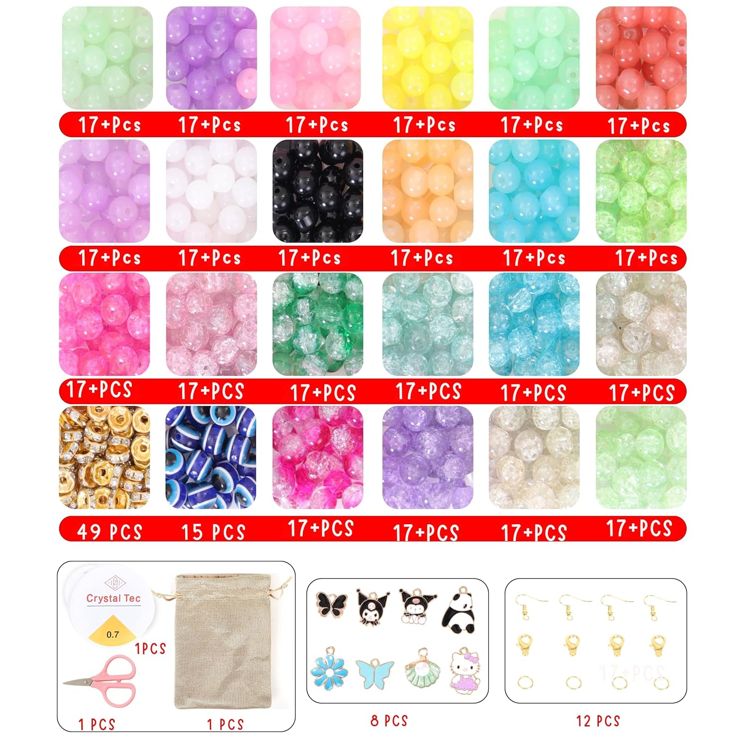 Ambitieux Kids DIY Bracelet Making Kit with Colorful Beads, Charms & Accessories – view 7
