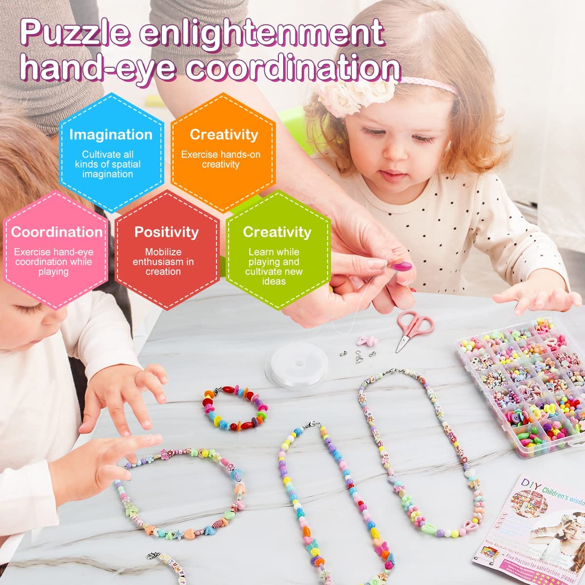 Niwlix Bracelet Making Kit for Kids, Colorful DIY Bead Jewelry Set – view 3