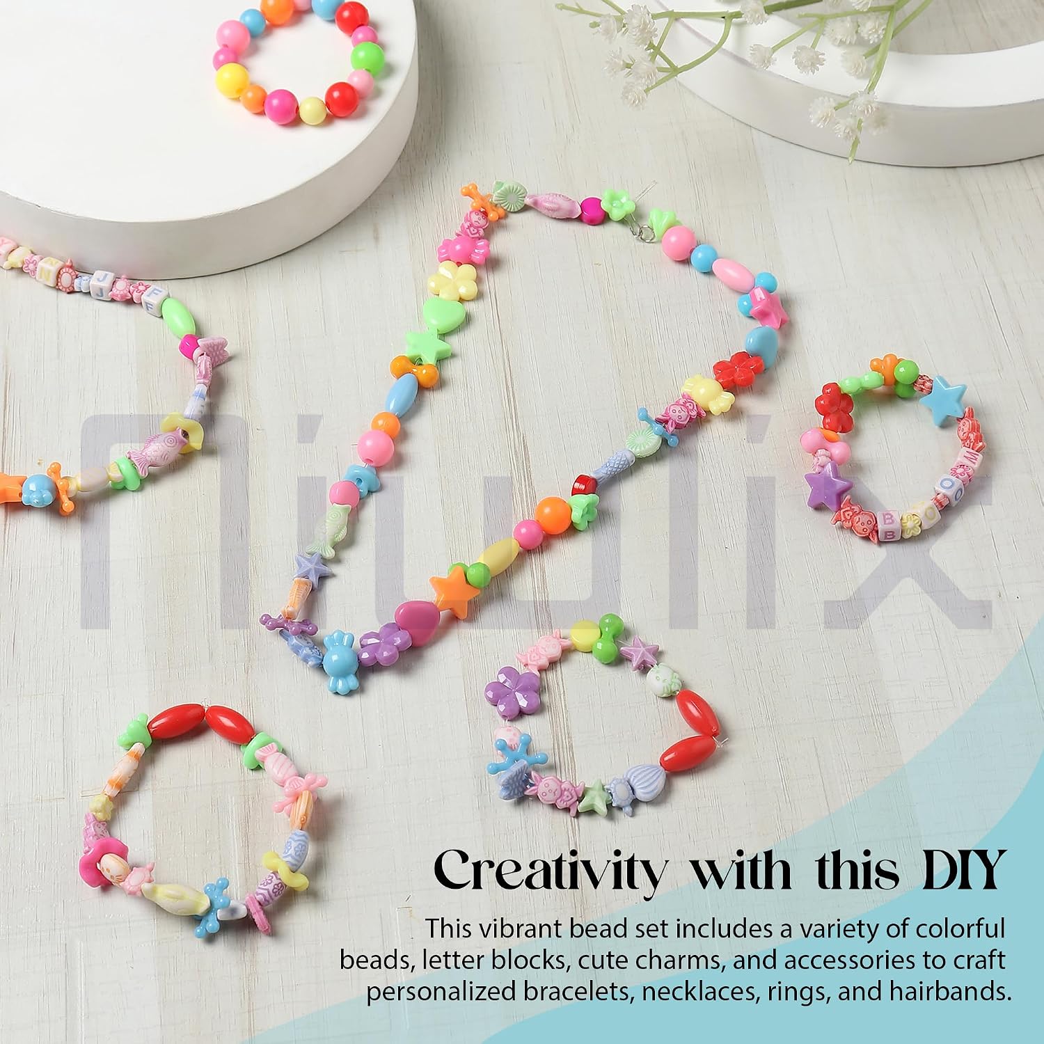 Niwlix Bracelet Making Kit for Kids, Colorful DIY Bead Jewelry Set – view 6