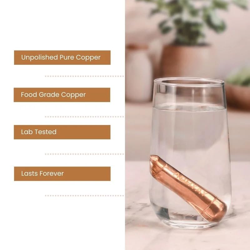ADHYAY Copper Stem Water Enhancer, 99.9% Pure Unpolished Food-Grade Copper Sticks, Set of 2 – view 4