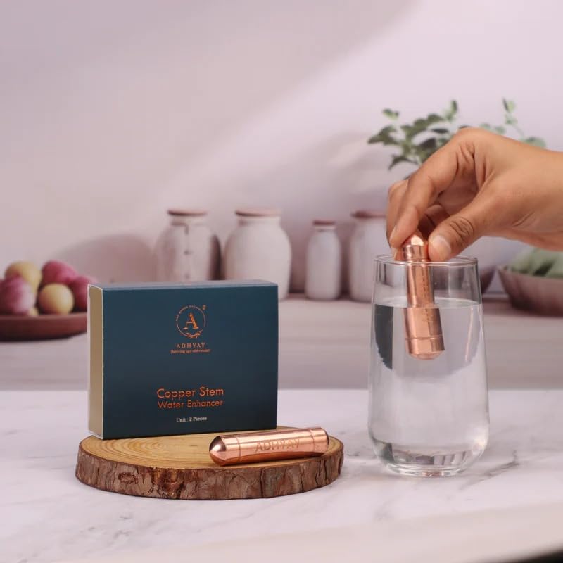 ADHYAY Copper Stem Water Enhancer, 99.9% Pure Unpolished Food-Grade Copper Sticks, Set of 2 – view 2