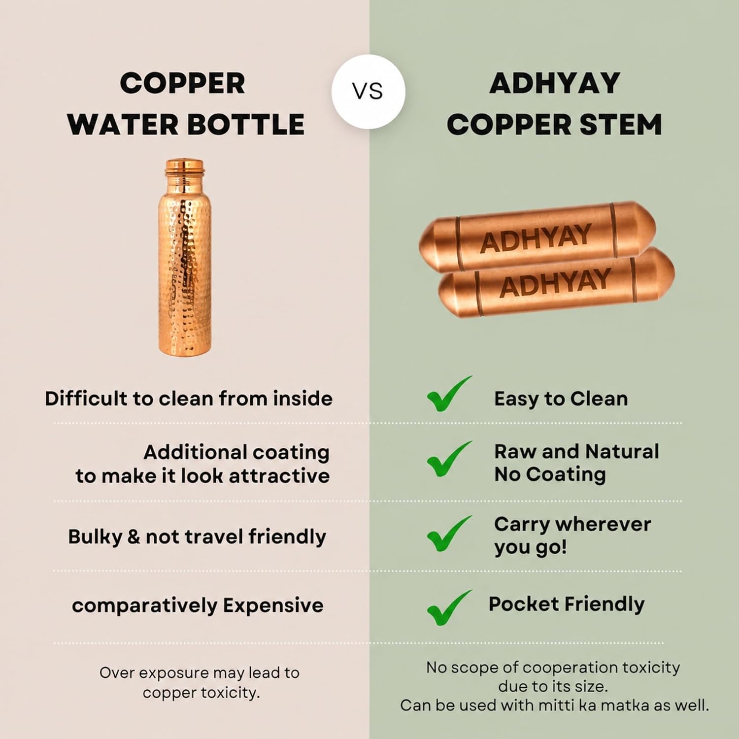 ADHYAY Copper Stem Water Enhancer, 99.9% Pure Unpolished Food-Grade Copper Sticks, Set of 2 – view 8